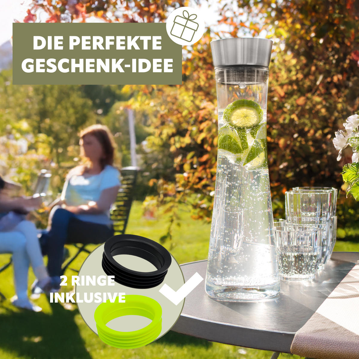 GLASKARAFFE 1,2 Liter, grün - Grün, Glas (1.2L) - bremermann
