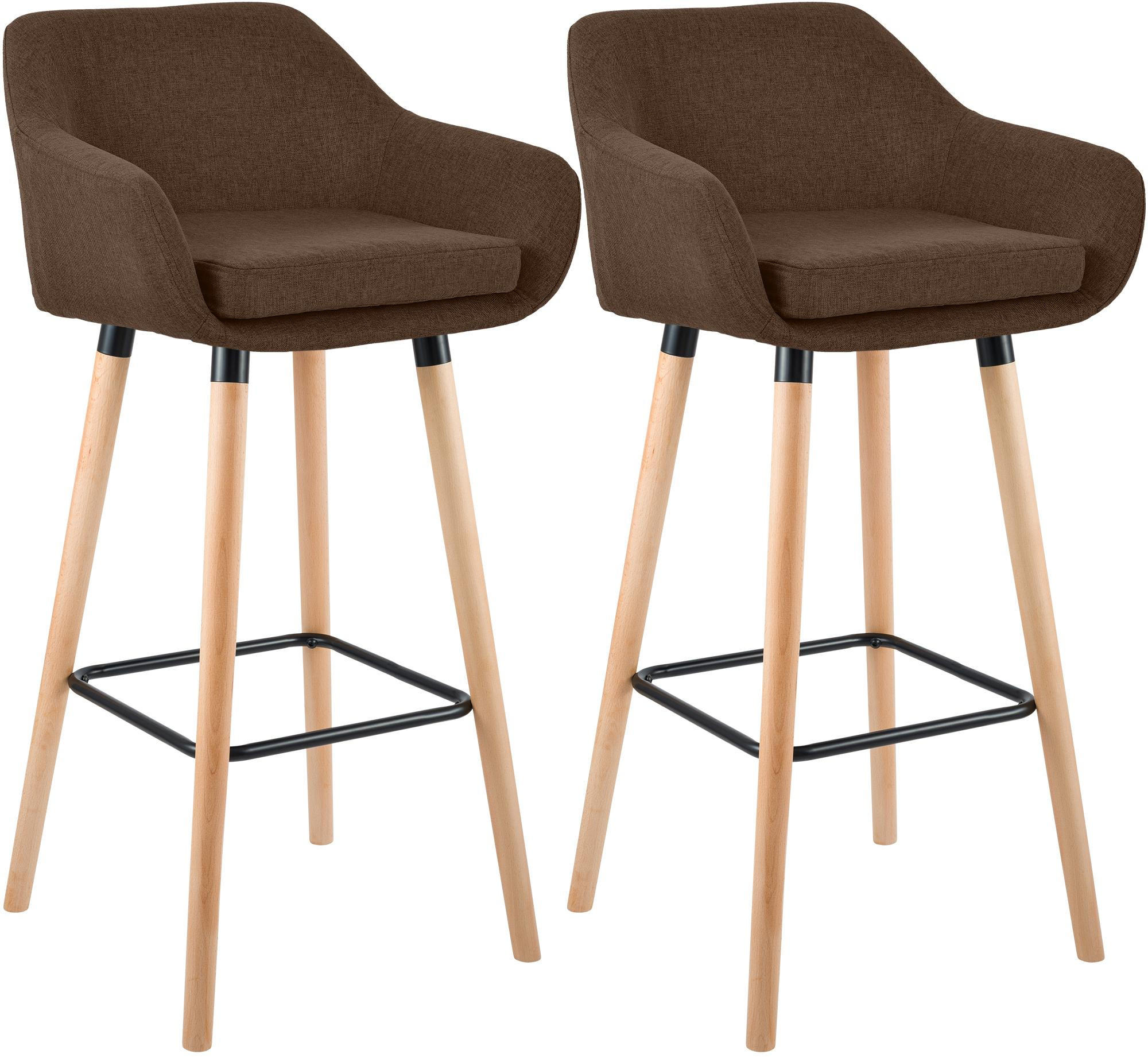 BARHOCKER 2 Stoff Braun - Eukalyptusholzfarben/Braun, Holz/Textil (55/99/46cm) - CLP