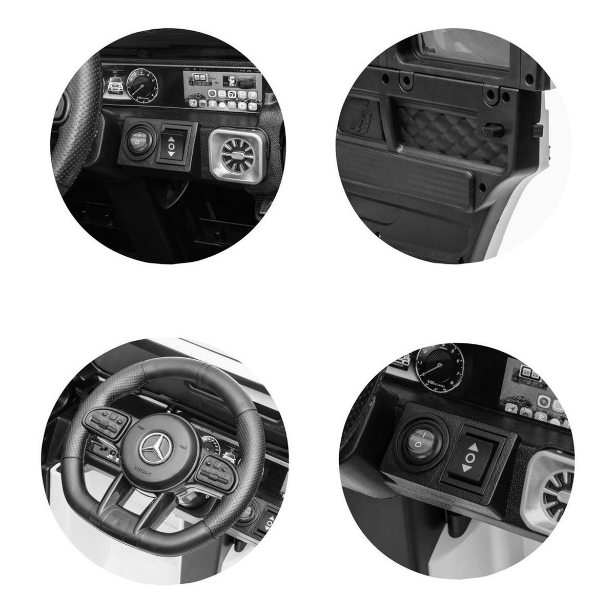 ELEKTROAUTO SUV Mercedes G63 schwarz AMG Fernbedienung Gurt EVA-Reifen - Schwarz, Kunststoff (110/69/56cm) - Chipolino