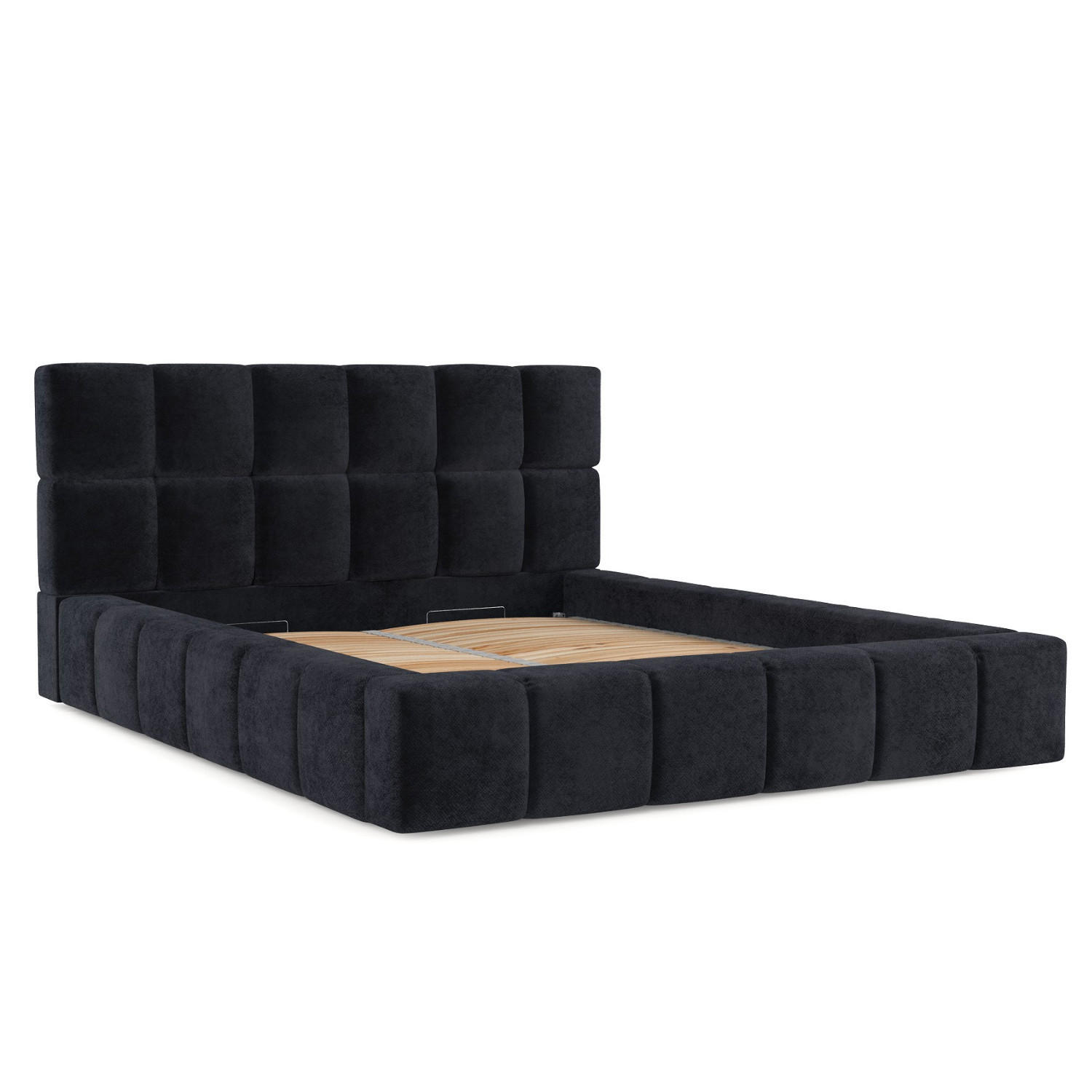 POLSTERBETT Paros mit Stauraum 180/200 cm Schwarz im Terra NW Stoff - Schwarz/Naturfarben, Holz/Holzwerkstoff (180/200cm) - AltaBeds