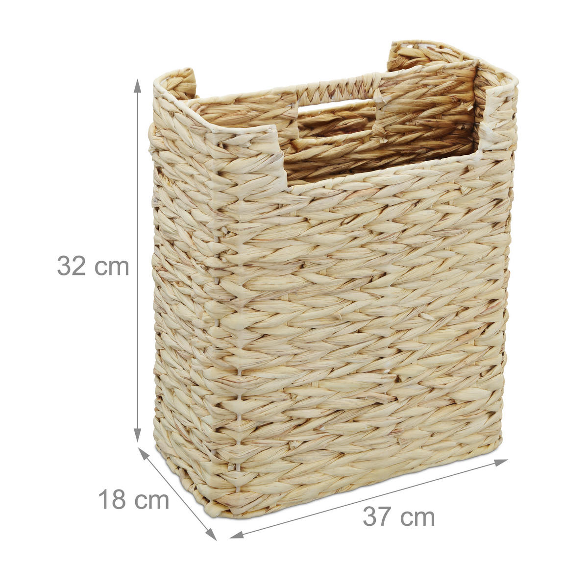 TIDNINGSSTÄLL natur vattenhyacint 2 fack - Ljusbrun, Textil/Metall (32/38/18cm) - Relaxdays