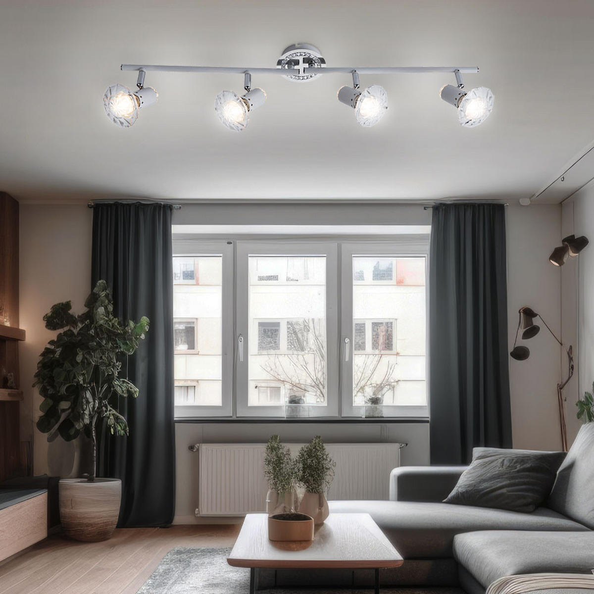 LED DECKENLEUCHTE Metall Silber Chrom Kristalle - Silberfarben, Metall (70/10/14.5cm) - Globo Lighting