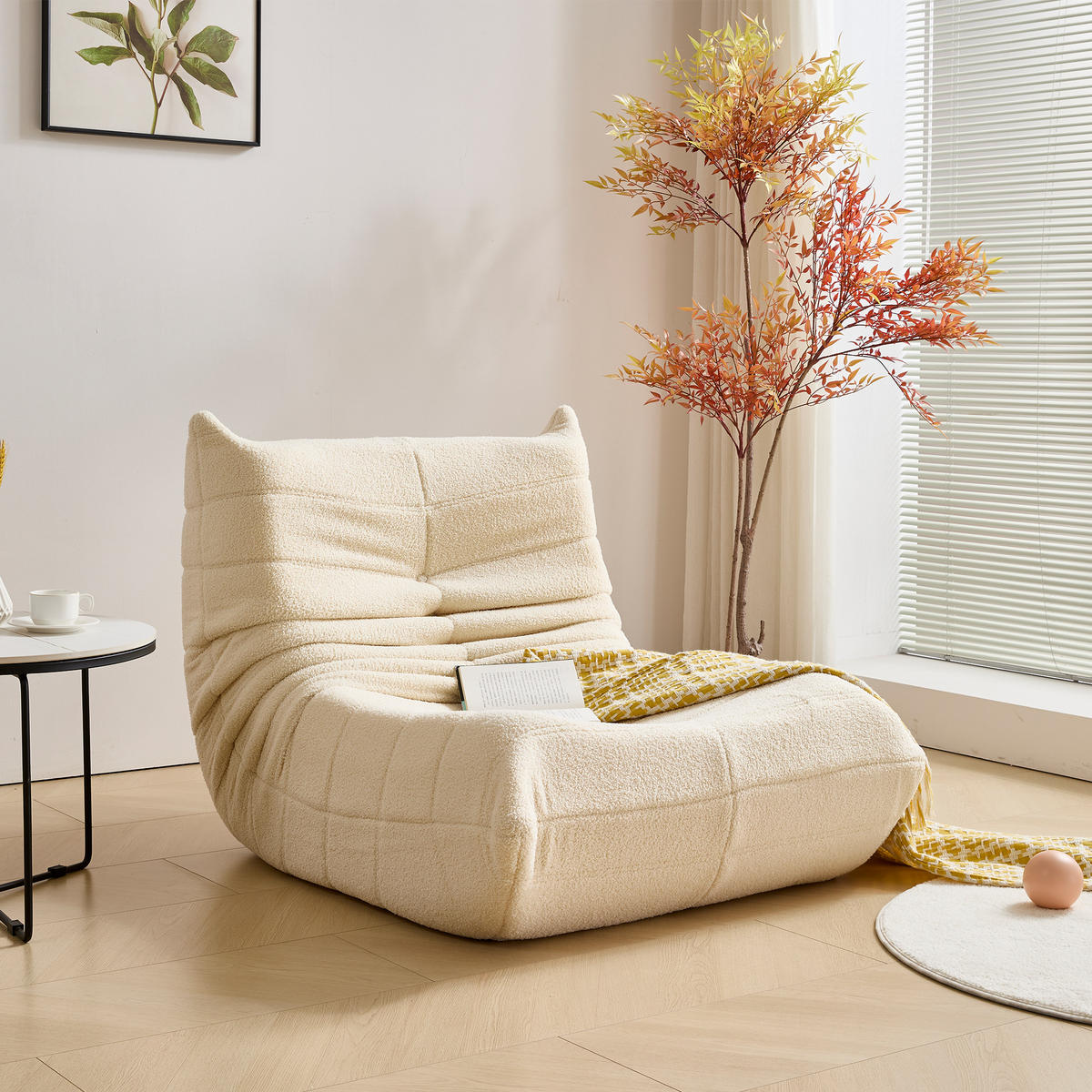 SITZSACK 112/189/82 cm Beige aus Teddyfleece mit High-Density-Schaum - Beige, Textil (112/82/189cm) - MIVRAY