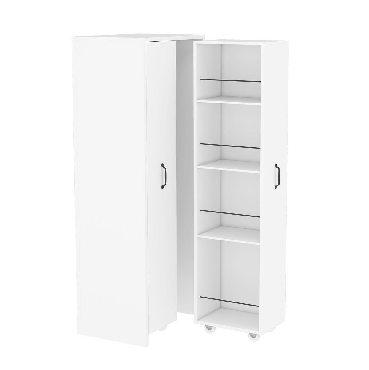 REGAL ausziehbar mit Rollen 51,5 x 41 x 158 cm MDF Weiß - Weiß, Holzwerkstoff (41/158/51.5cm) - Beauniv