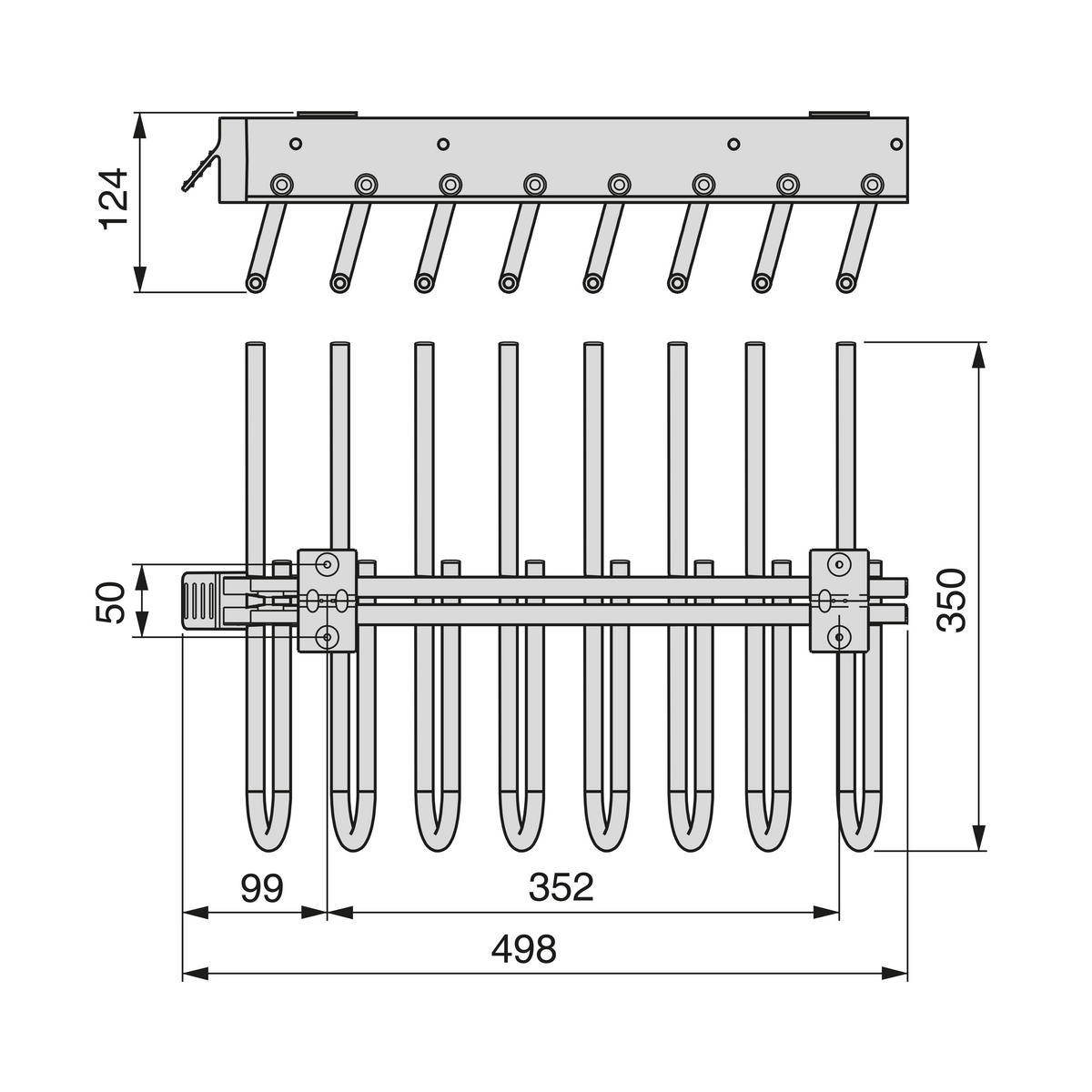 HOSENBÜGEL Ausziehbar Rechts, Stahl Und Kunststoff, Titanium - Titanfarben, Metall (49.8/13/35cm) - EMUCA