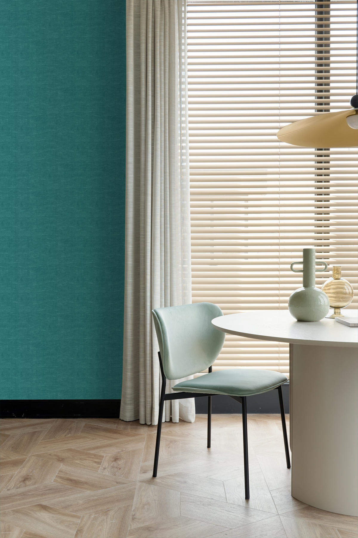 TAPETE Leinen-Optik 53 cm x 10.05 m - Türkis, Papier (53/1000cm) - ESTAhome