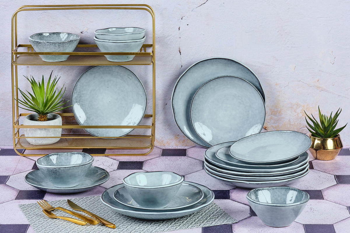 SERVICE Die Essentials Cloud - 18 Teile - Sturmgrau - Grau, Keramik (1/1/1cm) - Björn