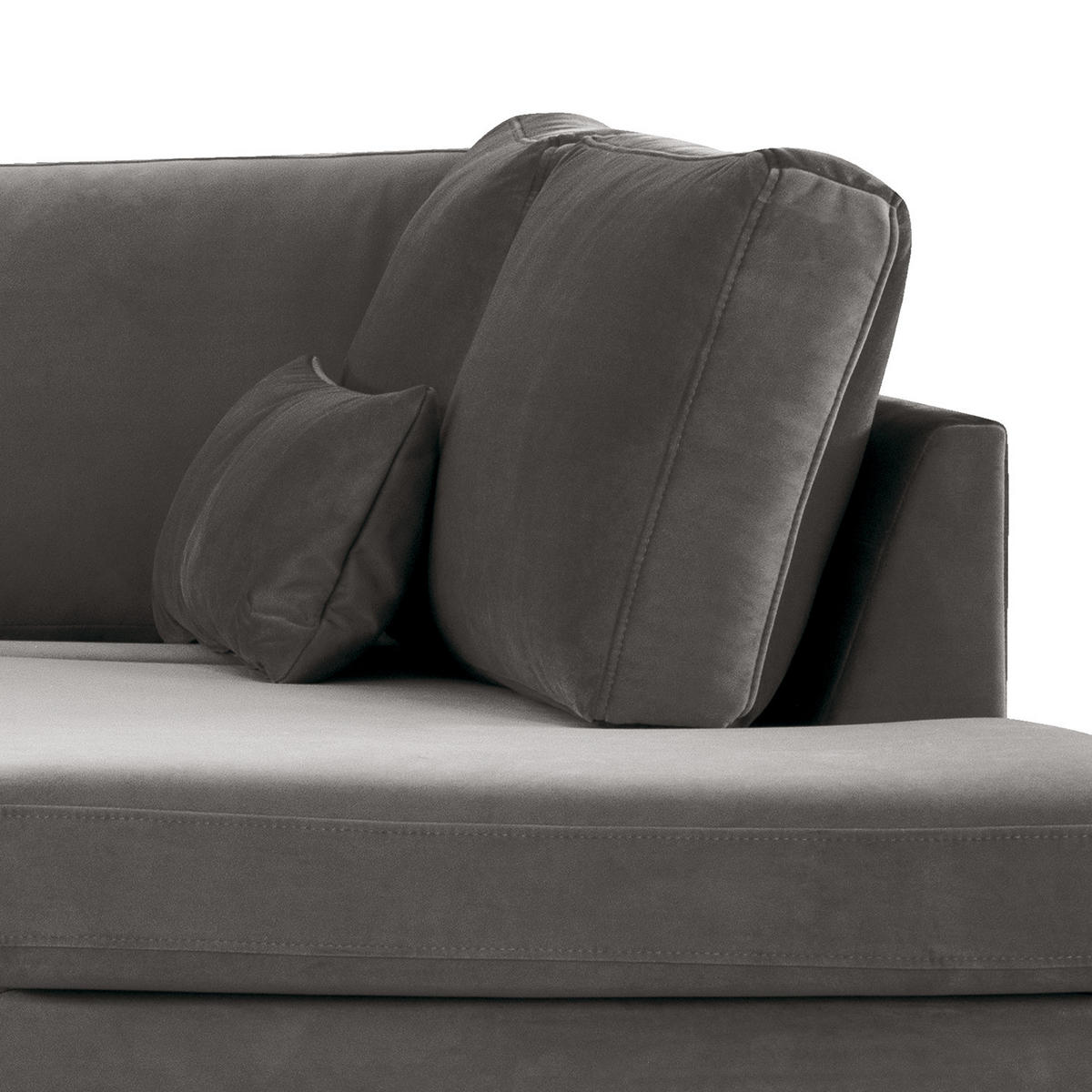 ECKSOFA mit Ottomane - Eichefarben/Dunkelgrau, Eichenholz/Textil (287/219cm) - home24