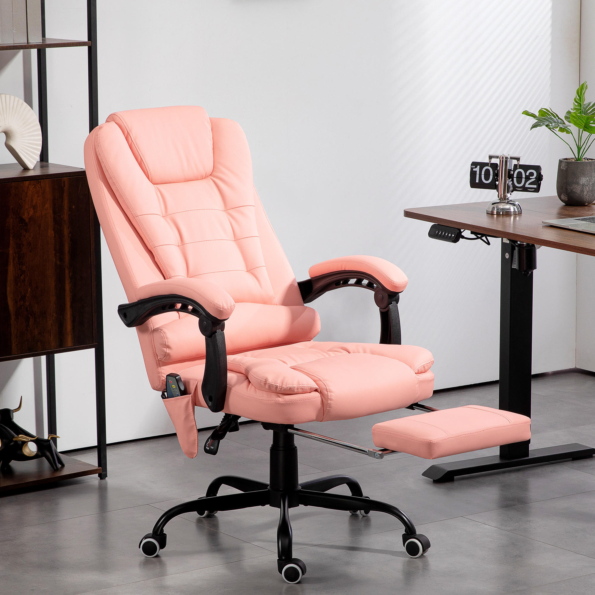 BÜROSTUHL mit 7 Punkt Massage, Rosa - Rosa, Leder (67/121/79cm) - Vinsetto
