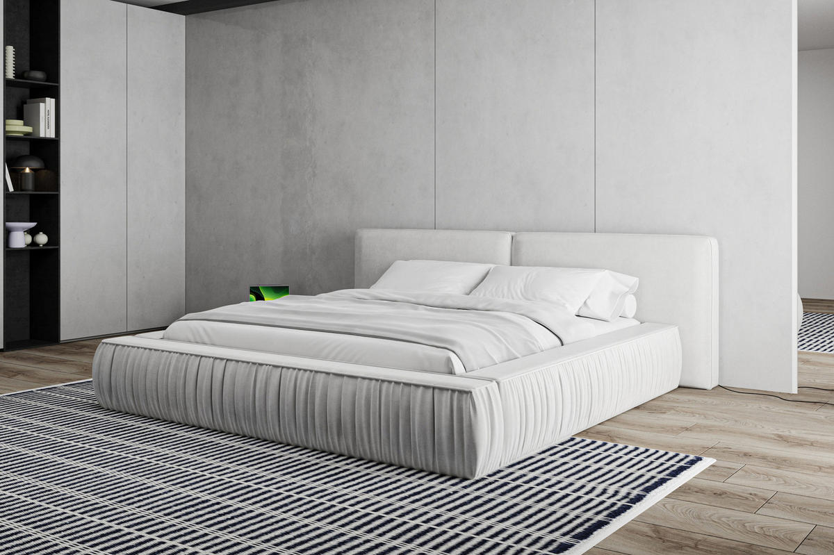 POLSTERBETT - Bett 08 - 160x200 - Silber (Riviera 82) - Silberfarben, Holzwerkstoff (160/200cm) - Möblo