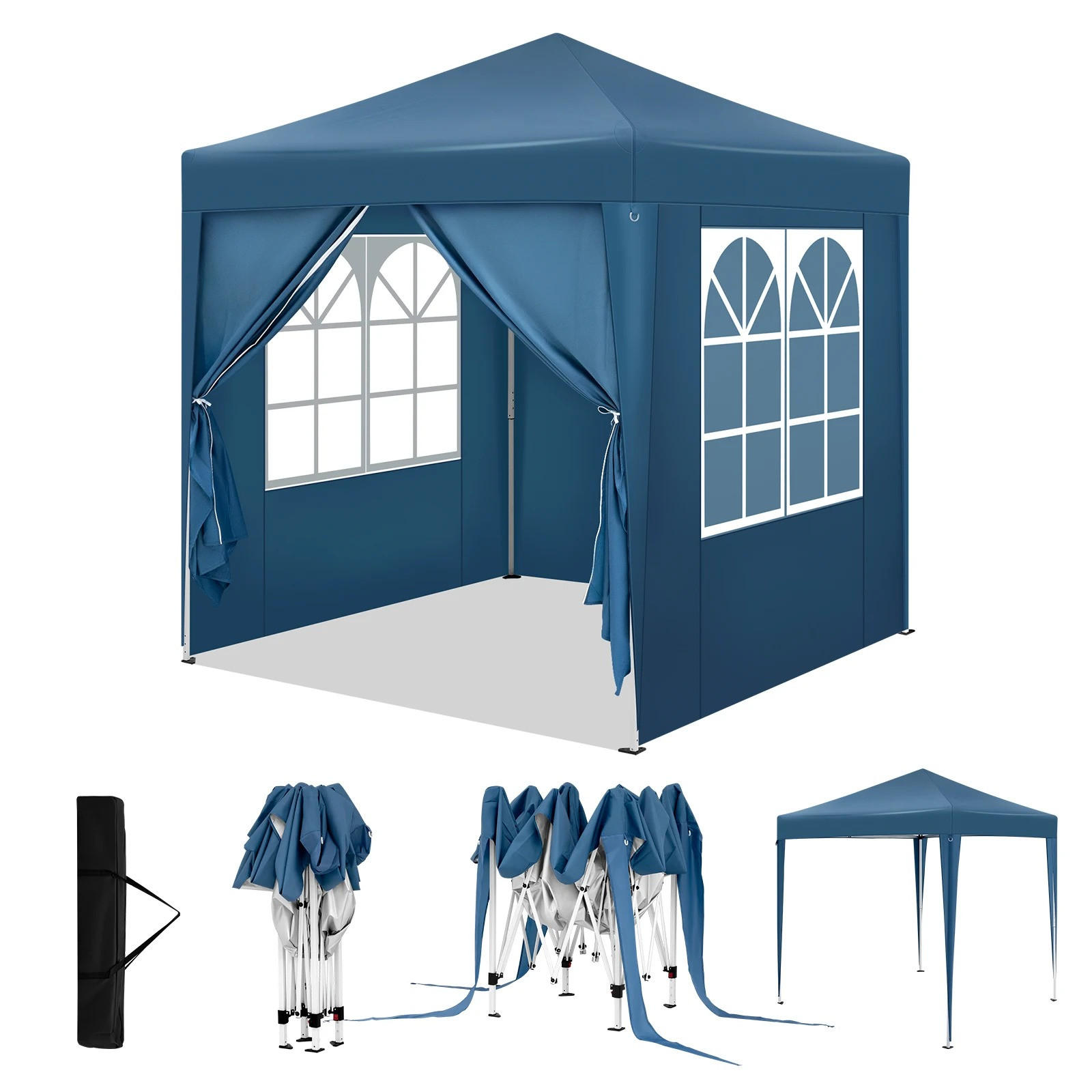 PAVILLON 2x2 m Blau mit 4 Seitenwänden - Blau, Textil/Metall (200/200cm) - Kaket