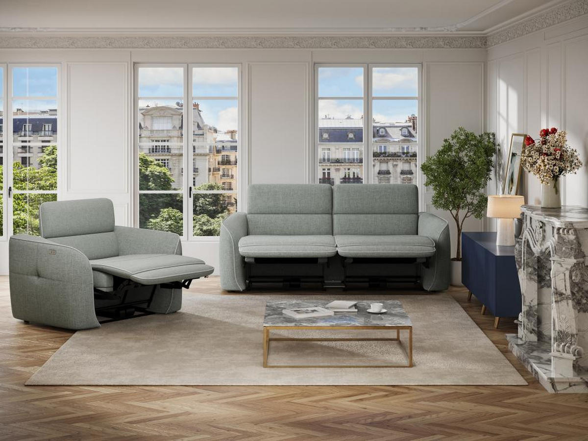 RELAXSESSEL elektrisch - melierter Stoff - Grau - OZARTO - Grau, Textil (107/77/121cm) - Vente-Unique