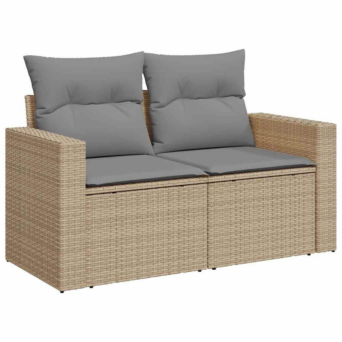 GARTEN-SOFAGARNITUR 4-TLG. Mit Kissen Beige Poly Rattan - Beige/Hellgrau, Kunststoff - vidaXL