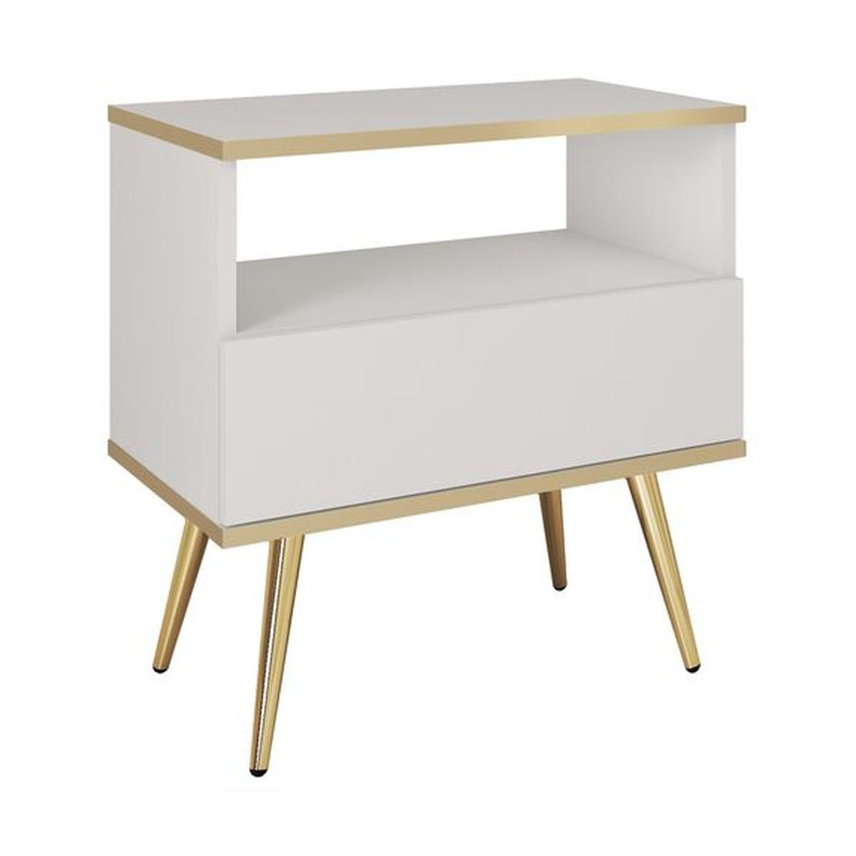NACHTTISCH – S54 – 54 cm – Oro System – Weiß - Weiß, Holzwerkstoff (54/59/39cm) - hi-markt