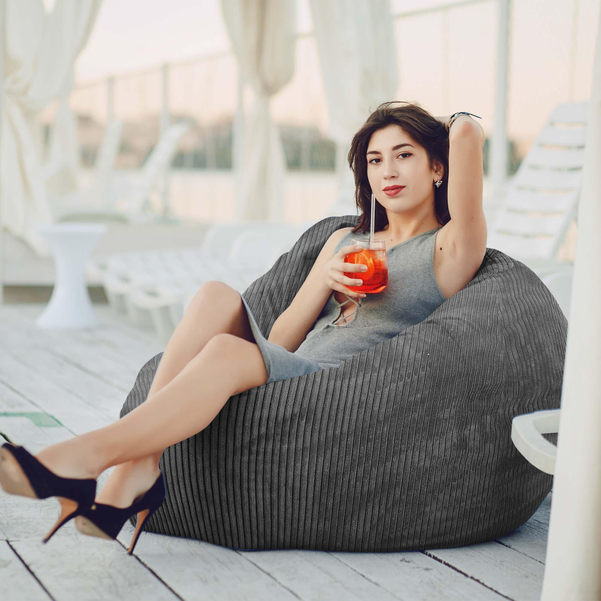 Thumbnail - Dreamroots Sitzsack, Grau, Dunkelgrau, Textil, 80x120x80 cm, Oeko-Tex® Standard 100, Wohnzimmer, Hocker, Sitzsäcke, XXL ...