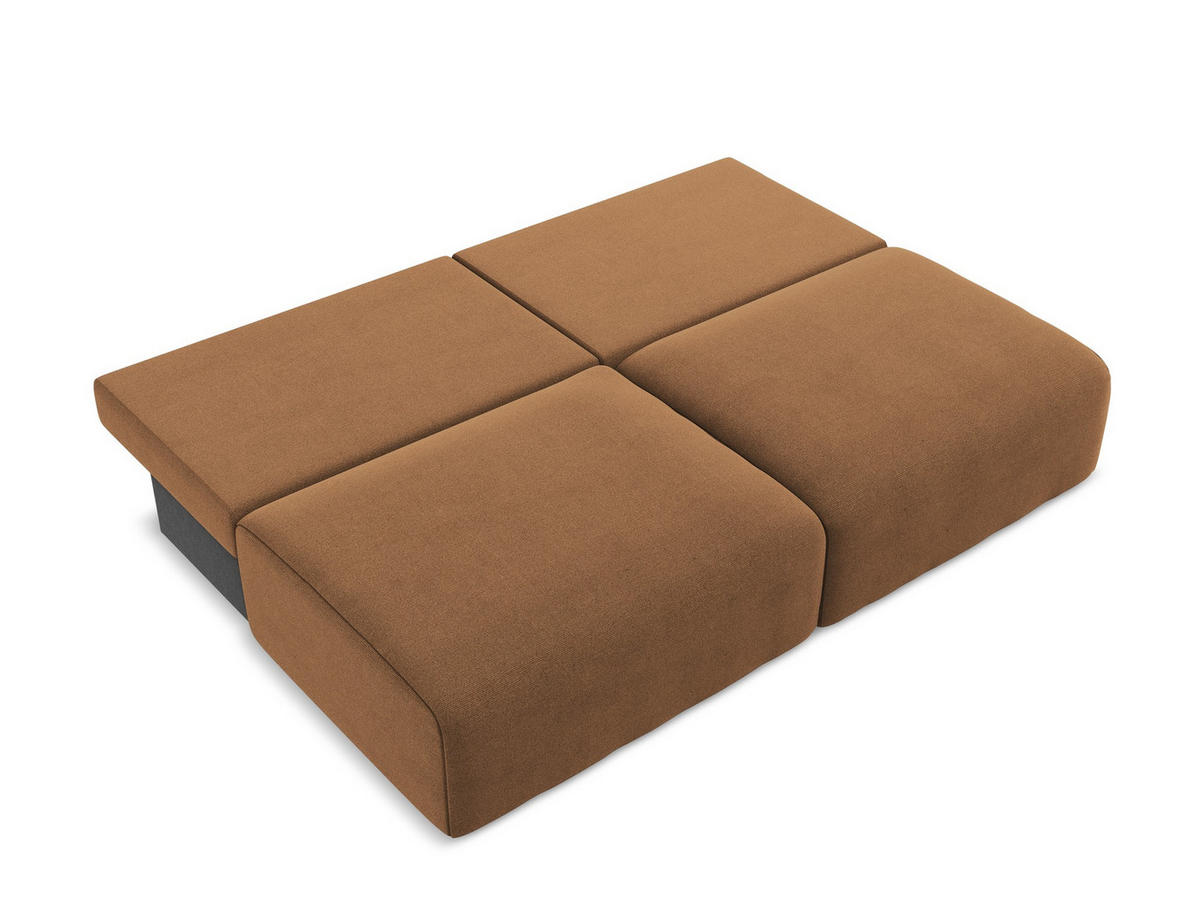 3-SITZER SOFA mit Schlaffunktion Strukturstoff Stoff Orange - Beige/Terra cotta, Kunststoff/Textil (216/79/102cm) - Makamii
