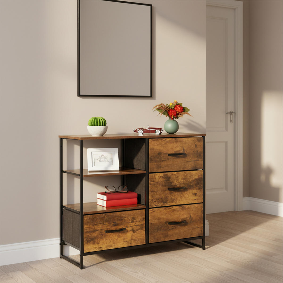 KOMMODE - Dunkelbraun, Holz/Holzwerkstoff (84/71.5/32.5cm) - Relaxdays