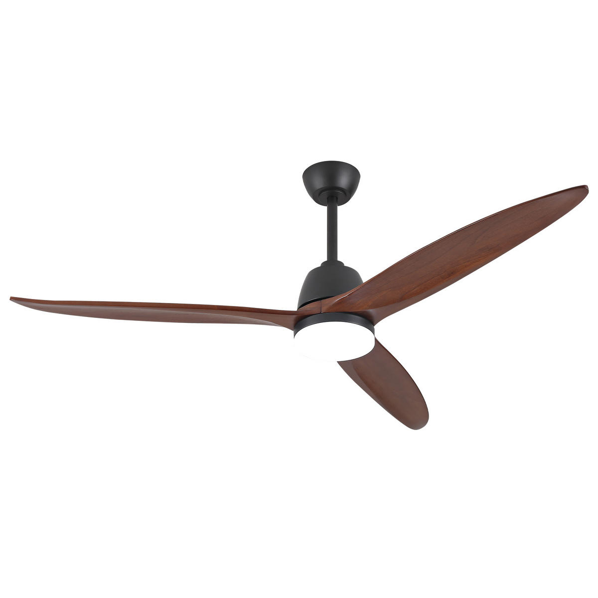 DECKENVENTILATOR DE-16236 52 Zoll mit dimmbarer LED & Steuergriff Schwarz - Walnussfarben, Holz/Metall (132/132/45cm) - ComfortXL