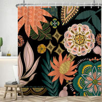 DUSCHVORHANG Rosa Blumen Blatt Grün Badewanne schimmelresistent wasserdicht Stoff Polyester waschbar Badezimmer - Multicolor, Textil (180/180cm) - MCBOSON