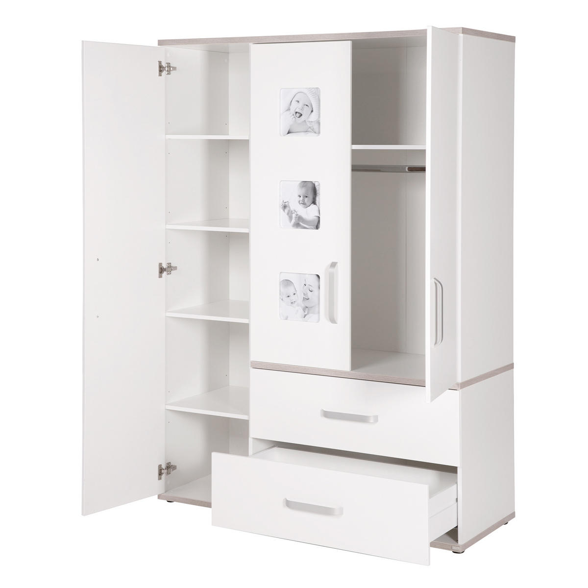 BABYZIMMER-SET Moritz, mit breiter Wickelkommode, 3-teilig - Weiß, Holzwerkstoff (76/81/142.5cm) - Roba