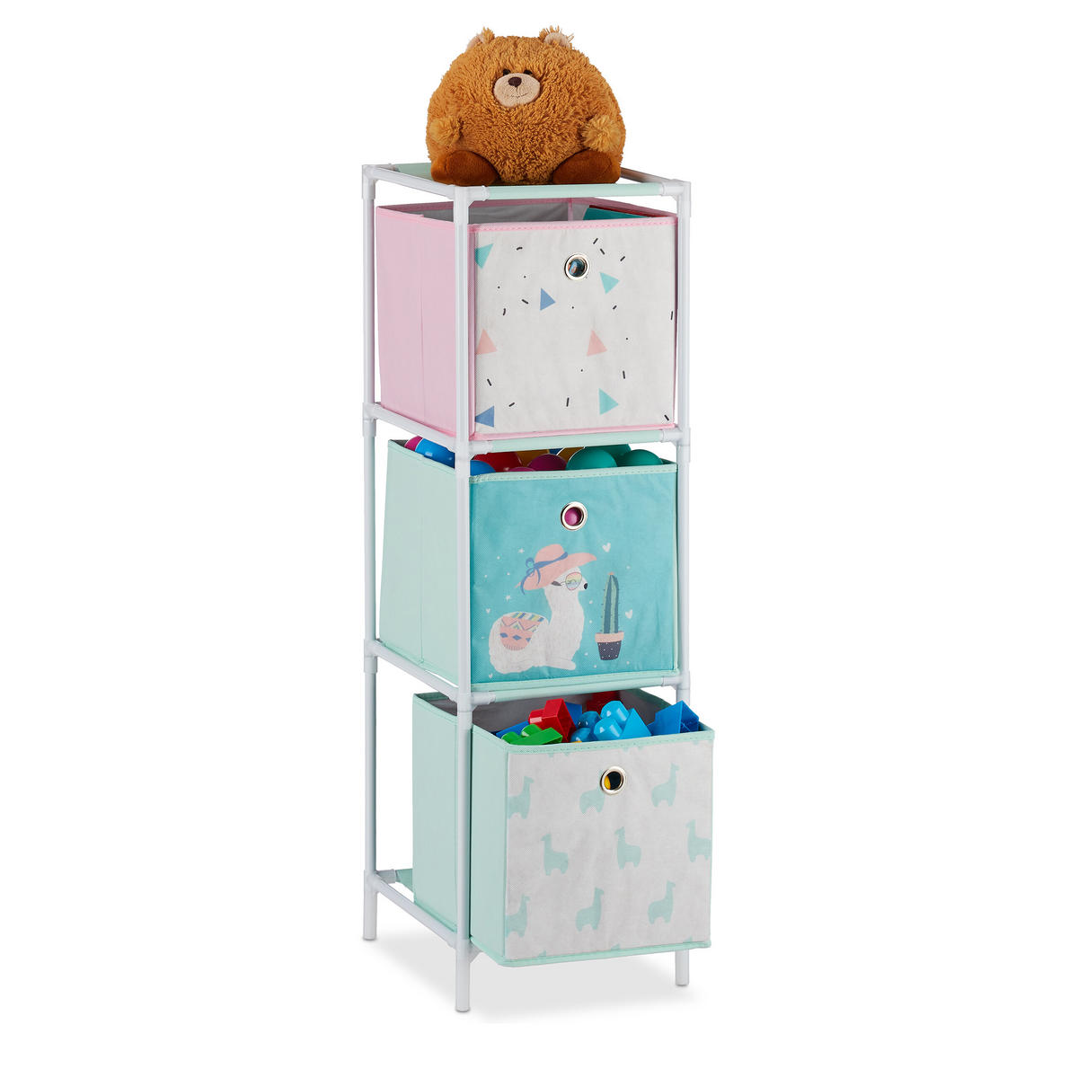 KINDERREGAL Lama - Multicolor, Kunststoff/Textil (27.5/89/30cm) - Relaxdays
