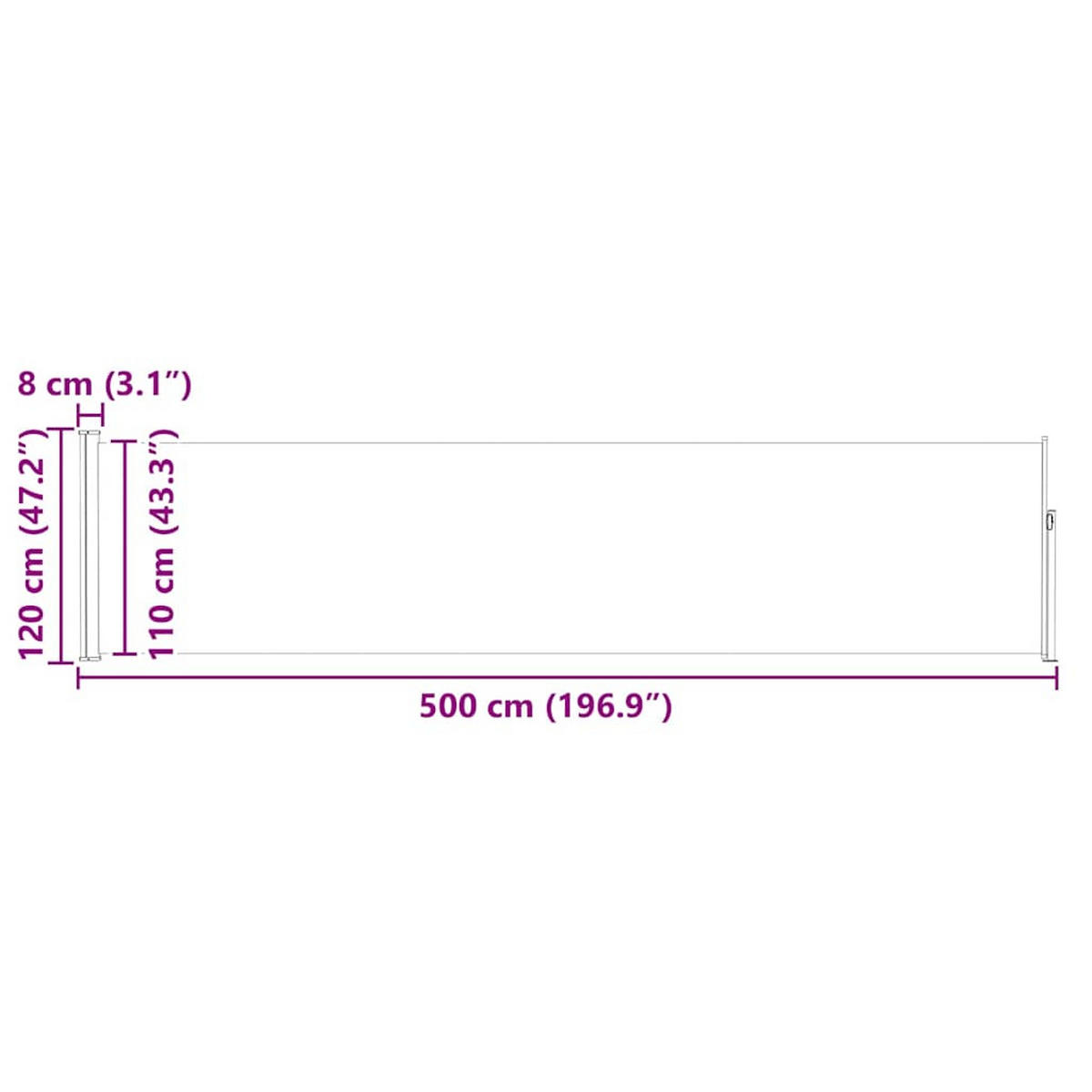 SEITENMARKISE Ausziehbare 120/500 Cm Grau - Grau, Textil (120/500cm) - vidaXL