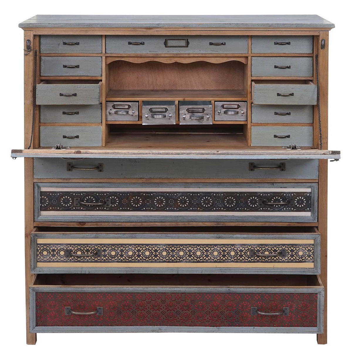SEKRETÄR Braun, Grau - Braun/Grau, Holz (36/99/113cm) - MCW