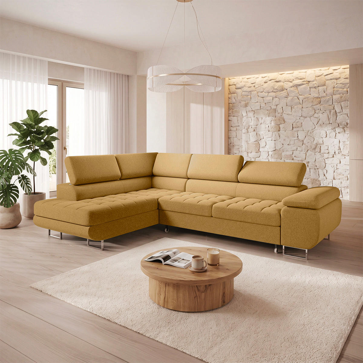 ECKSOFA Eden 4 Sitzplätze Gelb - Gelb, Textil (271/201cm) - Petits-meubles