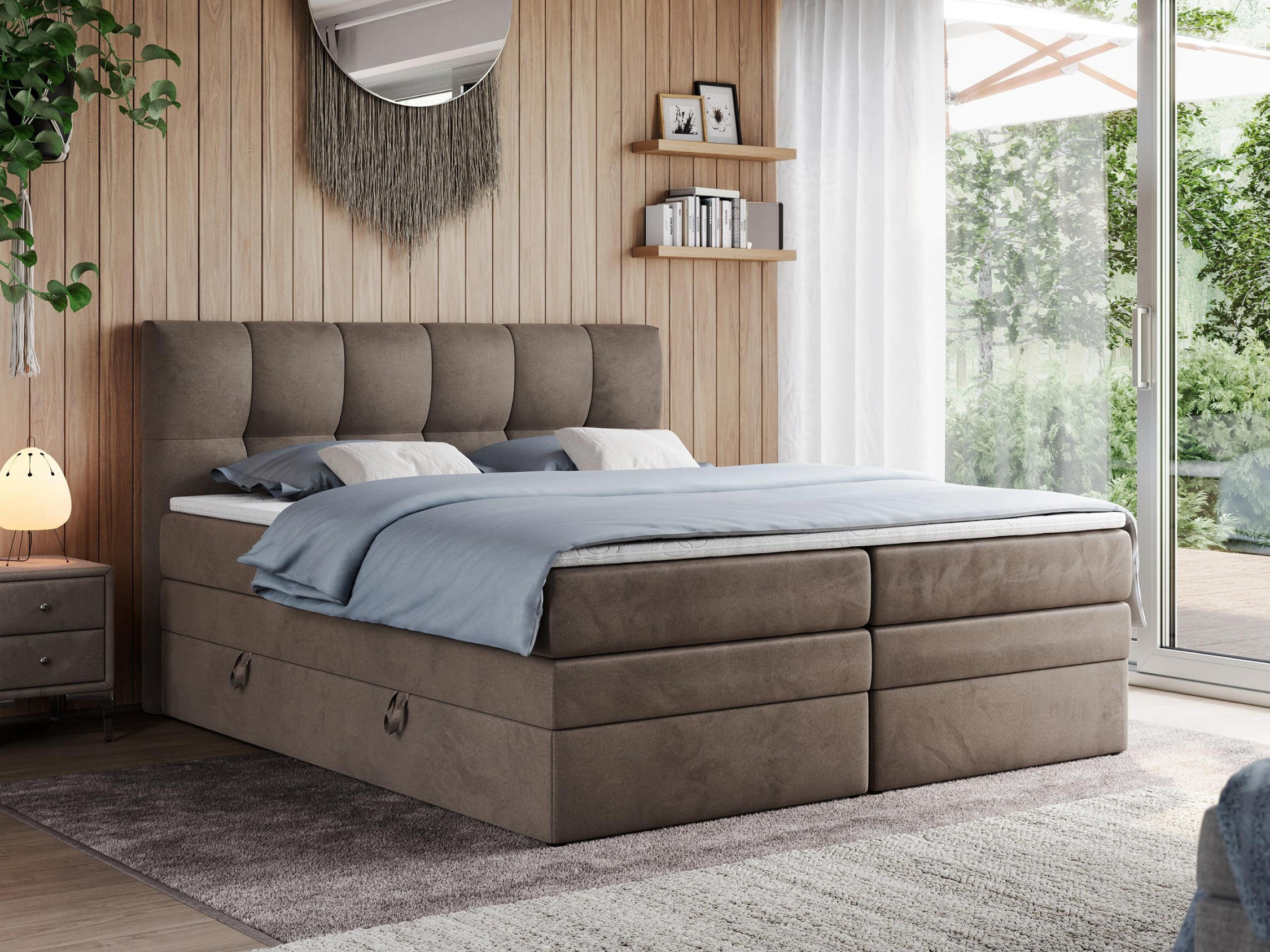 BOXSPRINGBETT ALVIN KING 120/200 Braun Velvet - H3 - Braun, Holz/Textil (120/200cm) - MKS