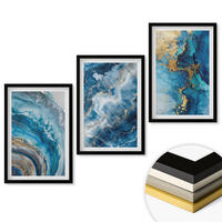 WANDBILDER 3er-Set - 40x60 cm Schwarzer Rahmen - Blaue abstrakte Muster - Schwarz, Kunststoff (40/60cm) - ArtPrintCave