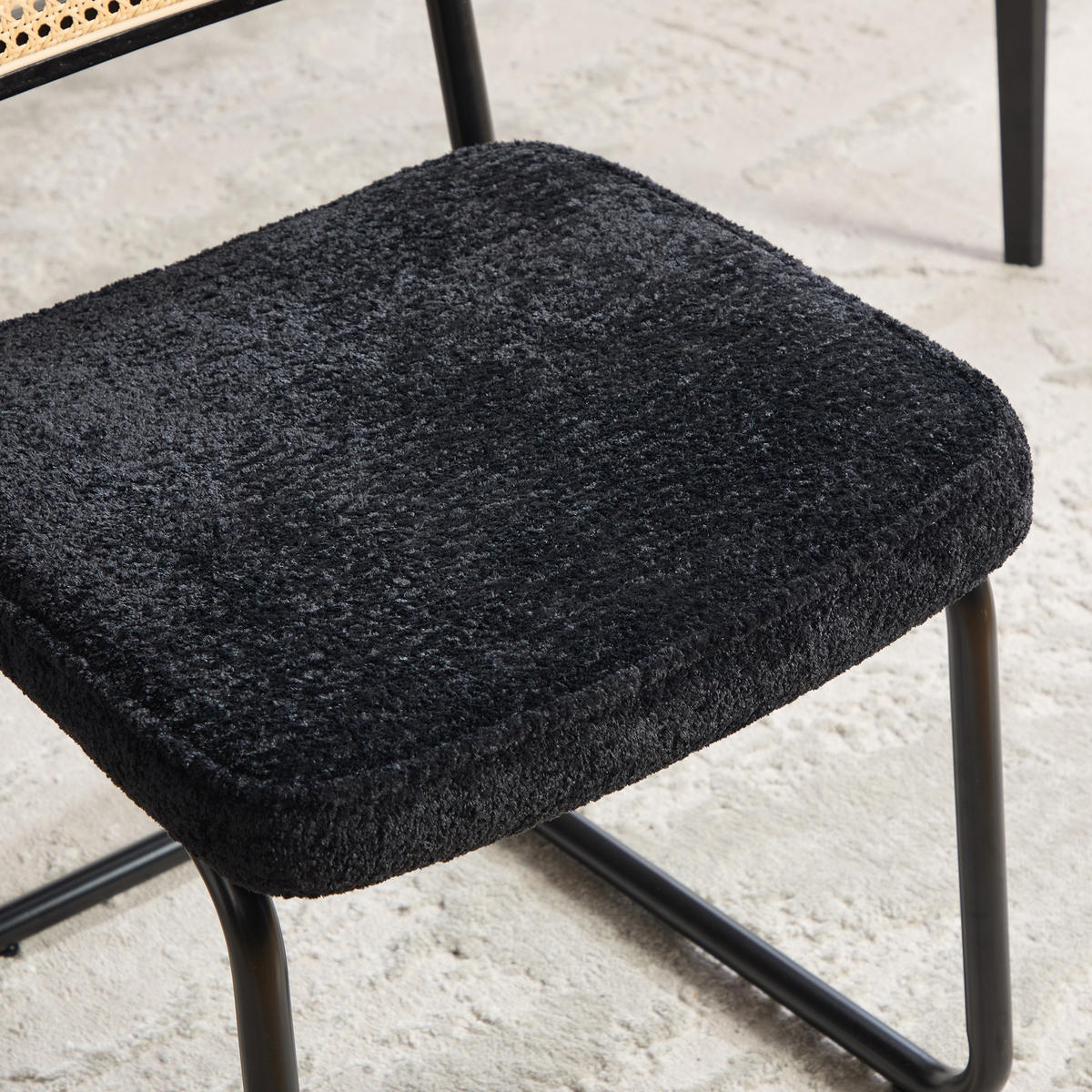 SCHWINGSTUHL DE-36881 2er-Set mit Rattan-Rückenlehne und Chenille-Sitz Schwarz - Schwarz, Metall (58/86/46cm) - ComfortXL