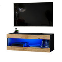 TV-ELEMENT TIVOLI RTV2-BLACK/WOTAN+BLU Offener Raum Schwarz Wotan - Eiche Wotan/Schwarz, Holzwerkstoff/Kunststoff (100/36/35cm) - Komodee