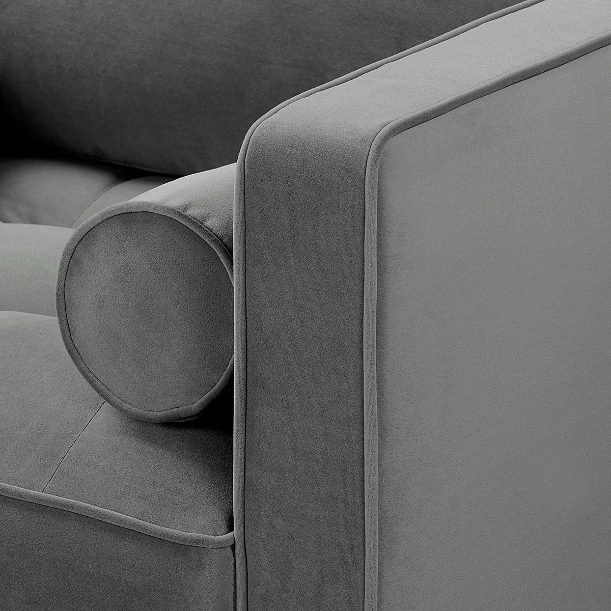 2-SITZER SOFA - Samt - Grau, Textil (150/80/86cm) - home24