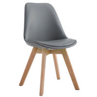 STUHL Lederlook Grau - Eukalyptusholzfarben/Grau, Holz/Textil (48/84/55cm) - CLP