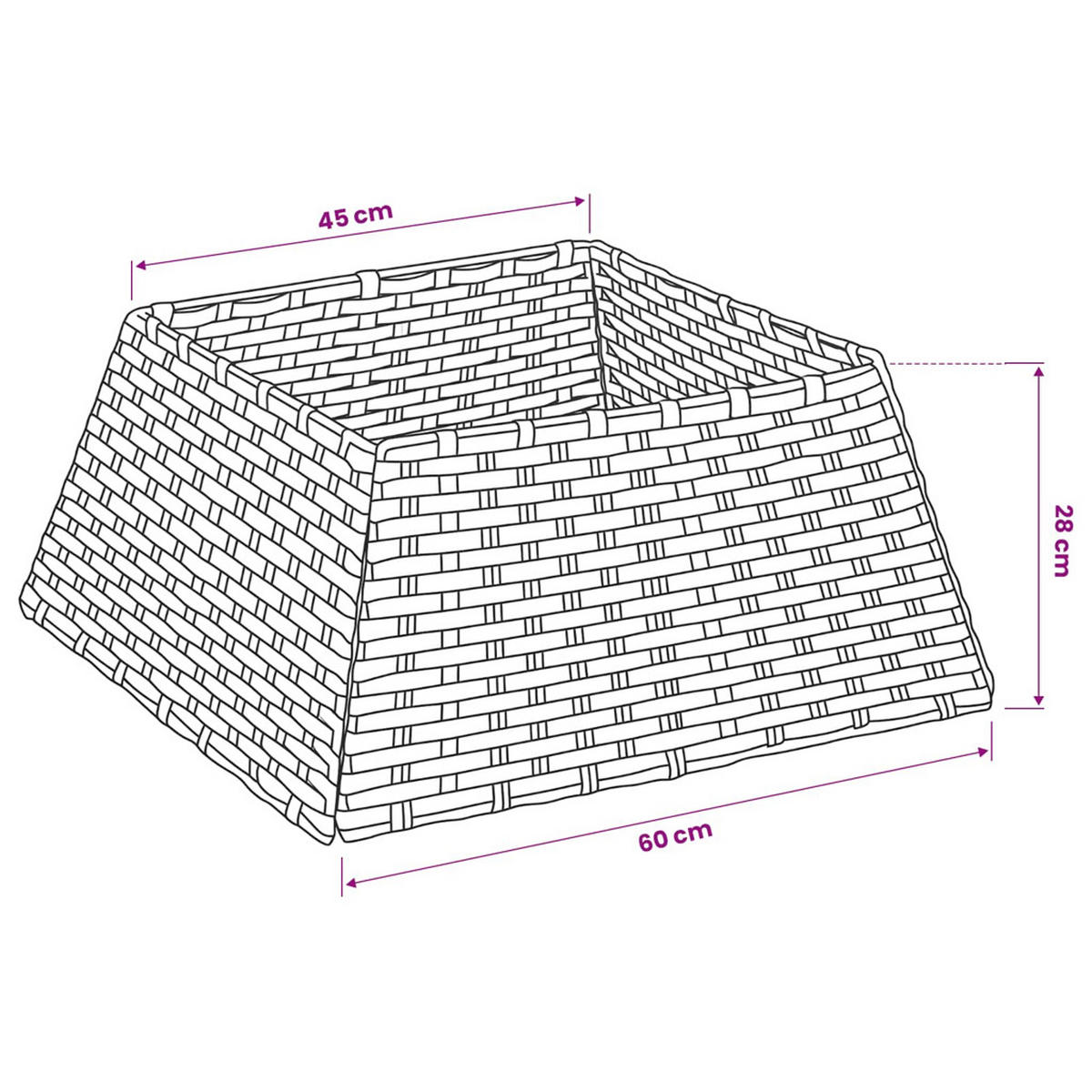 WEIHNACHTSBAUMKRAGEN 60/60/28 cm Grau Poly-Rattan - Grau, Holzwerkstoff (60/28/60cm) - vidaXL