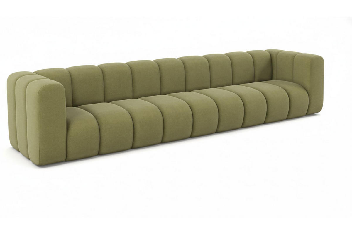 COUCH, Fünfsitzer-Sofa Grand, Veloursstoff Salvador, Olive - Olivgrün, Holz (314/70/87cm) - Kaiser Möbel