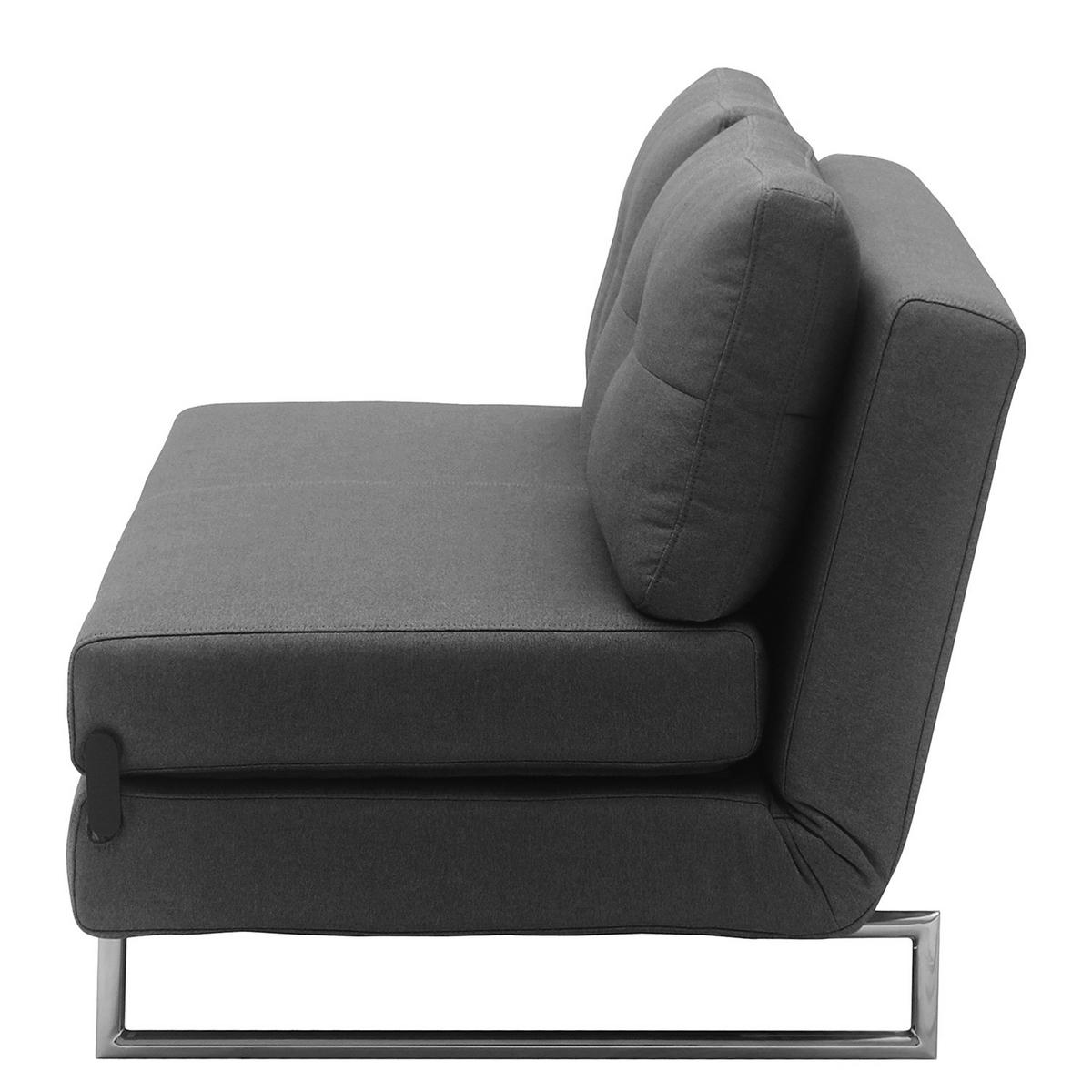 SCHLAFSOFA - Webstoff - Chromfarben/Dunkelgrau, Textil/Metall (150/85/88cm) - home24