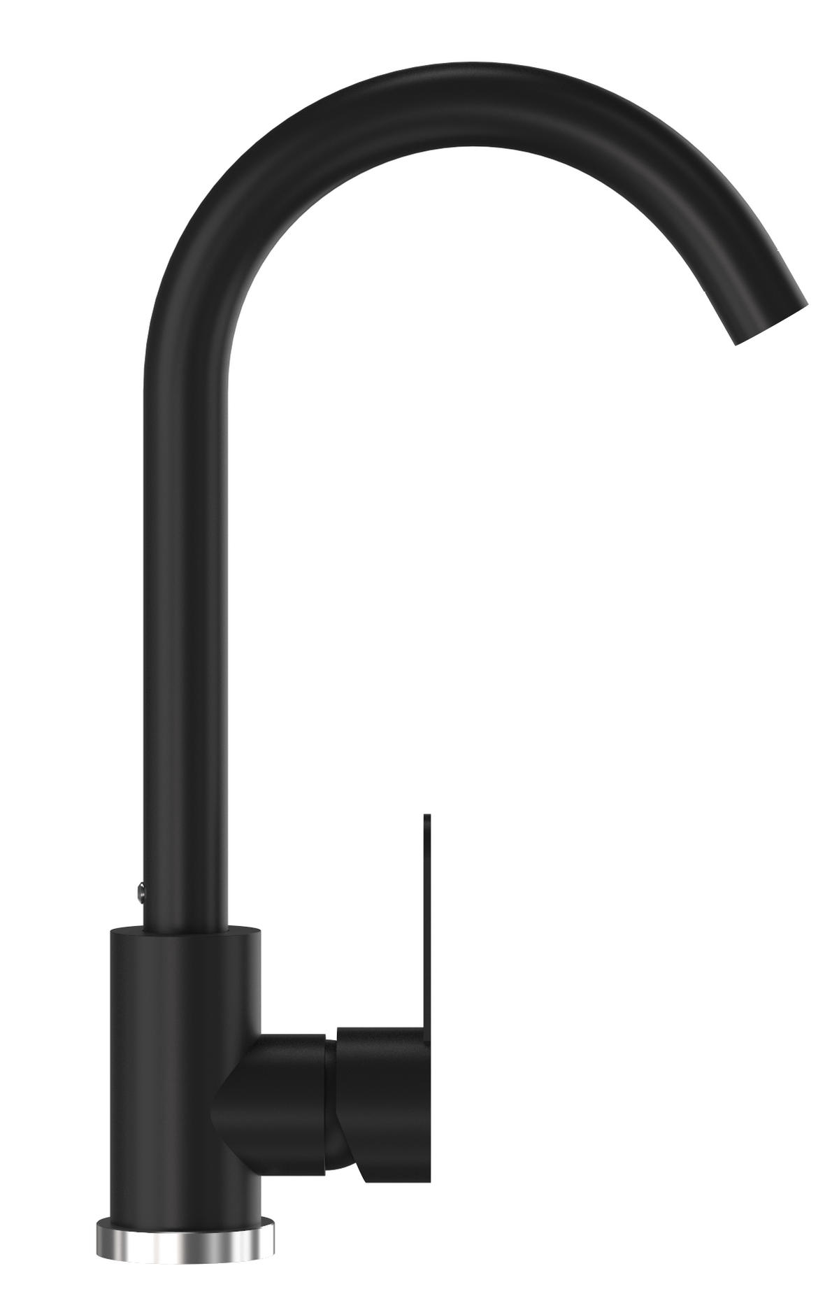 SPÜLBECKEN Milano mit Batterie Siphon - Schwarz, Kunststoff/Stein (46/16/57cm) - Granitan