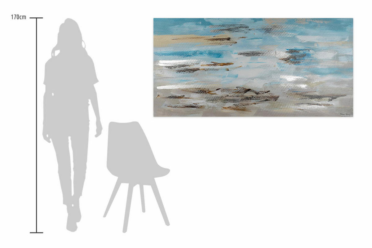 ÖLGEMÄLDE 140/70 cm - Blau/Grau, Holz/Textil (2.2/70cm) - KUNSTLOFT