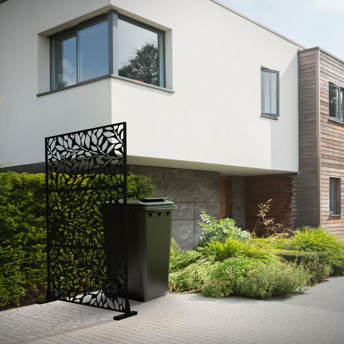 METALL-SICHTSCHUTZ Firenze 90x180 cm Schwarz aus Stahl - Schwarz, Metall (90/183cm) - ML-DESIGN