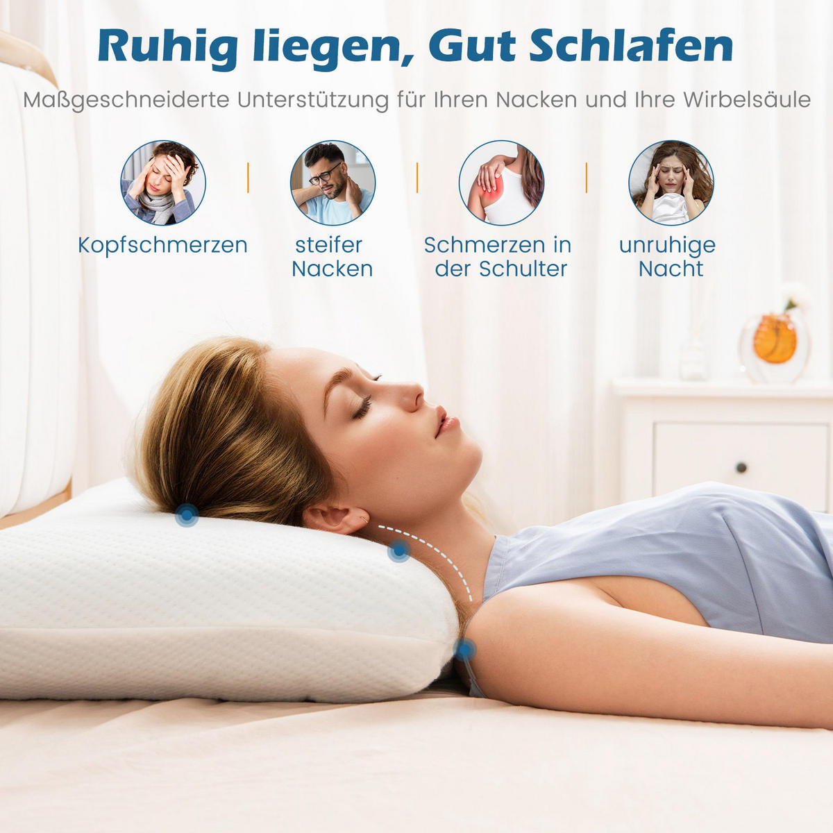 KOPFKISSEN 2er-Set Weiß - Weiß, Textil (40/60cm) - COSTWAY