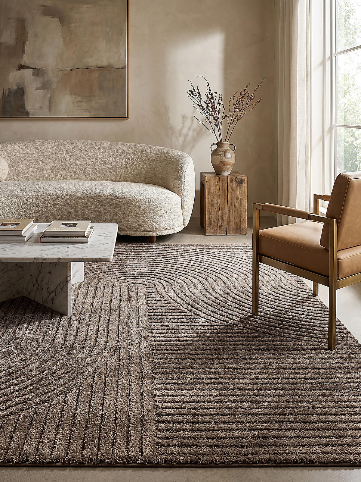 TEPPICH Kurzflor CETINA Geometrisch Polypropylen-Polyester Braun 200 x 290 cm - Braun, Textil (200/290cm) - KADIMA DESIGN