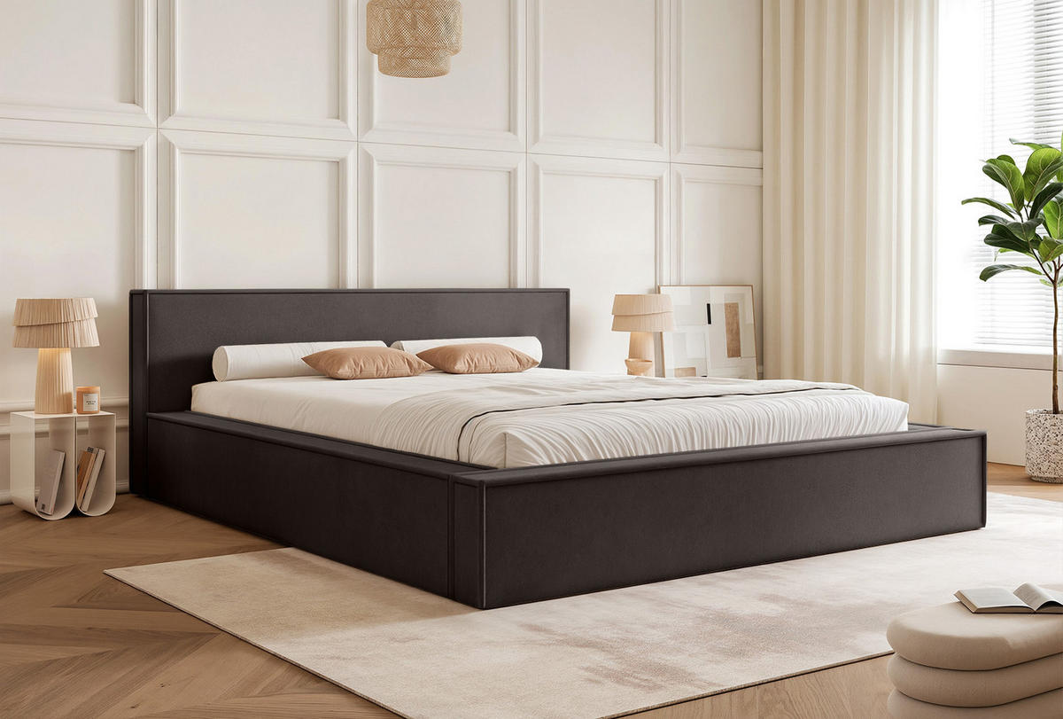 POLSTERBETT Mendocino Classic Low 180x200 cm, Anthrazit - Anthrazit, Textil (180/200cm) - Fedve