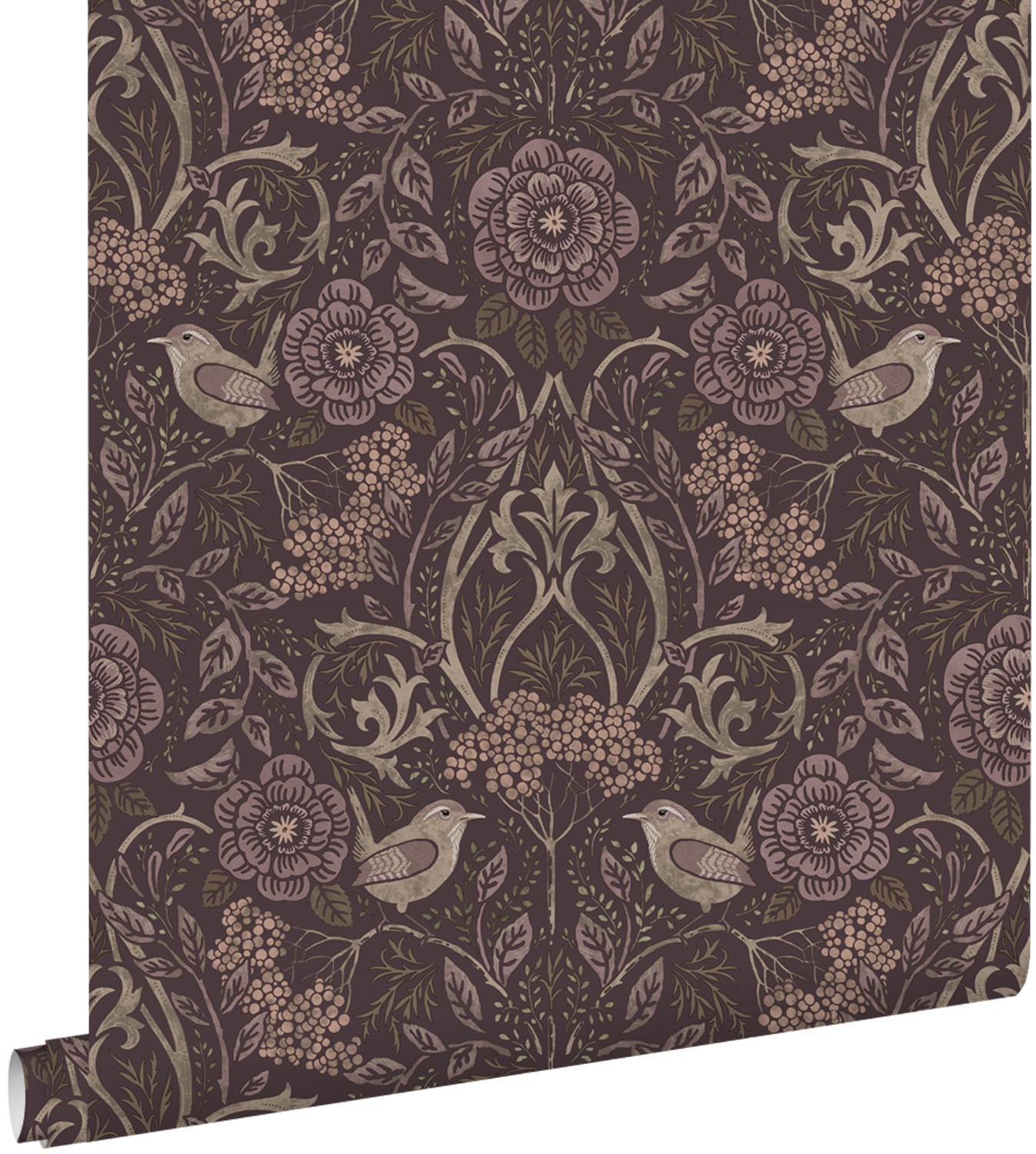 TAPETE Blumen und Vögel 53 cm x 10.05 m - Lila, Papier (53/1000cm) - ESTAhome