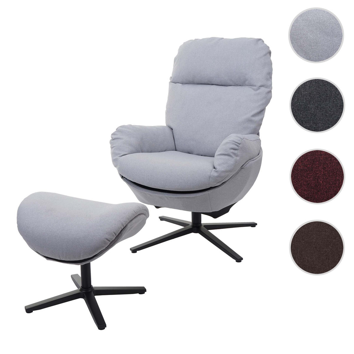 RELAXSESSEL + HOCKER Hellgrau - Hellgrau, Textil (72/101/73cm) - MCW
