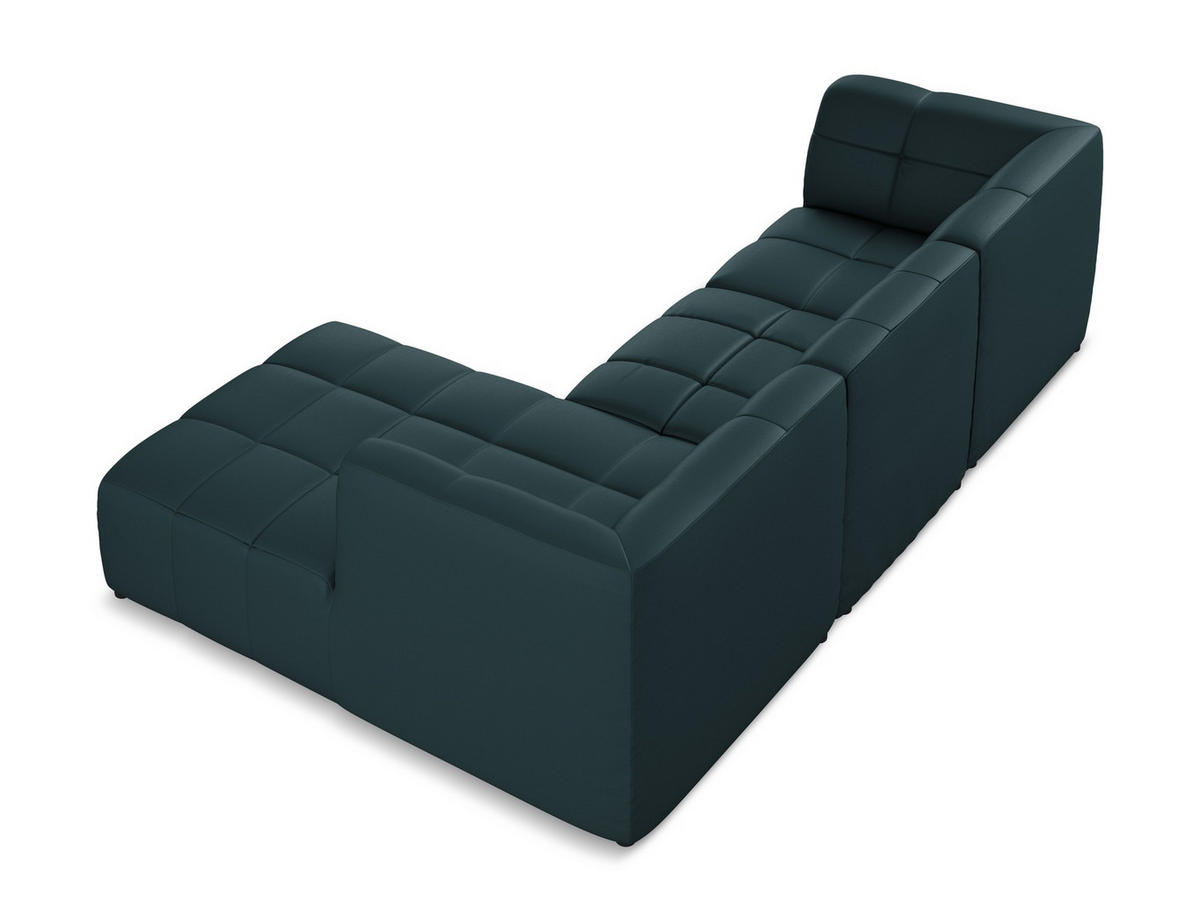 ECKSOFA Rechts Samt Stoff Grün - Dunkelgrün/Schwarz, Holzwerkstoff/Kunststoff (248/166cm) - Makamii