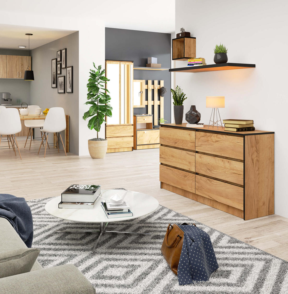 KOMMODE Eiche Craft 77/138/40 - Eiche Wotan, Holzwerkstoff (138/77/40cm) - RAUMHIRSCH FURNITURE