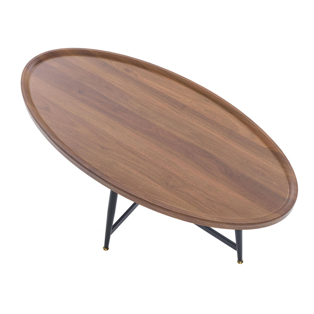 COUCHTISCH 110/55/45 cm Braun mit ovaler Tischplatte und Metallgestell - Braun, Holzwerkstoff (110/55/45cm) - OKWISH