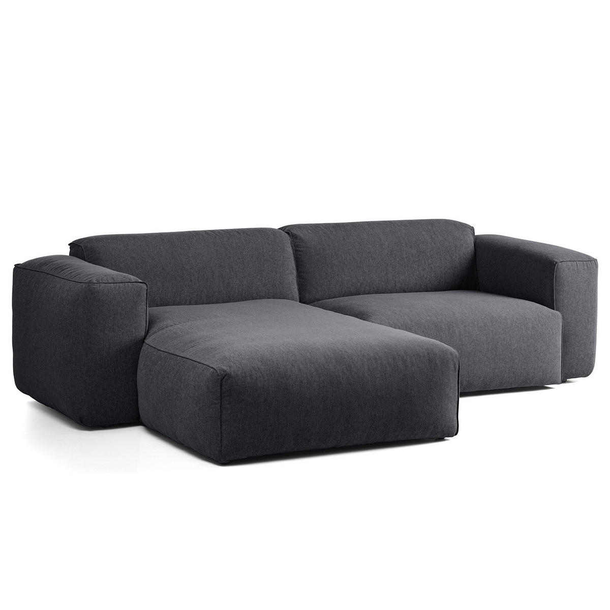 1,5-SITZER ECKSOFA mit Longchair - Schwarz/Grau, Kunststoff/Textil (260/173cm) - home24