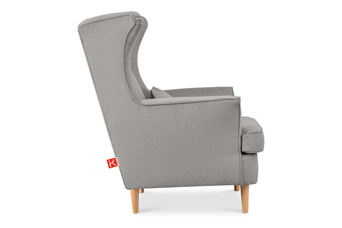 OHRENSESSEL STRALIS inklusive dekorativem Kissen, Grau - Silberfarben, Textil (82/108/80cm) - KONSIMO®